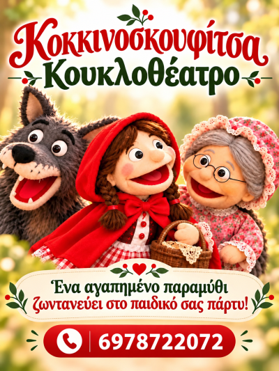 Κουκλοθέατρο στο σπίτι σας. Η Κοκκινοσκουφίτσα Ζωντανεύει